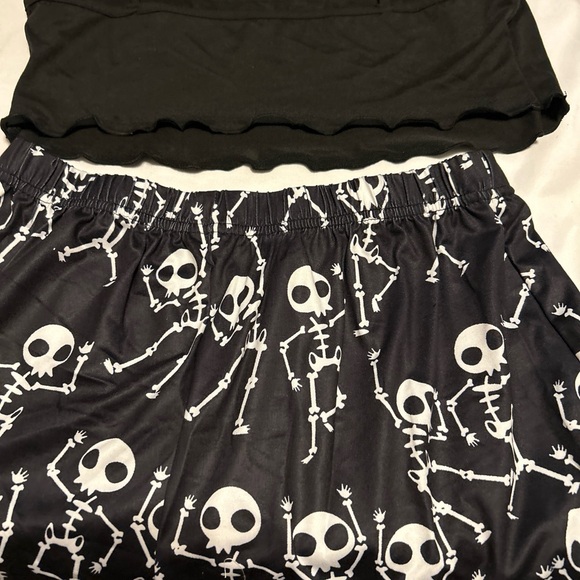 Women's Pajama Set black Skeleton Cami Top & Shorts Sleepwear Loungewear Set - Picture 10 of 10